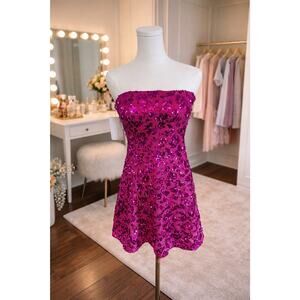 NWT American Threads Pink Sequin Mini Dress Formal Prom Homecoming Y2K Small